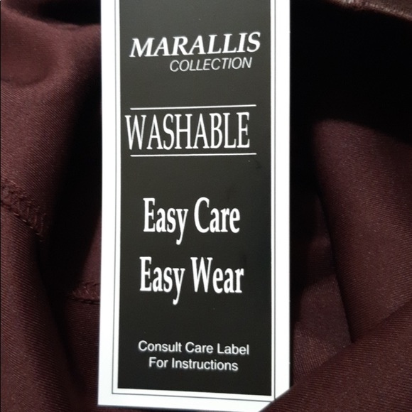 MARALLIS Burgandy Leather Look Textured Scuba Pants NWT!!! XXL - Picture 5 of 8